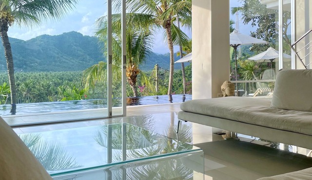 Sea & mountain view villa with pool, tropical garden and amazing staff